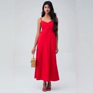 Show Me Your Mumu Allegra Midi Dress Womens M Red Spaghetti Strap Pockets FLAW